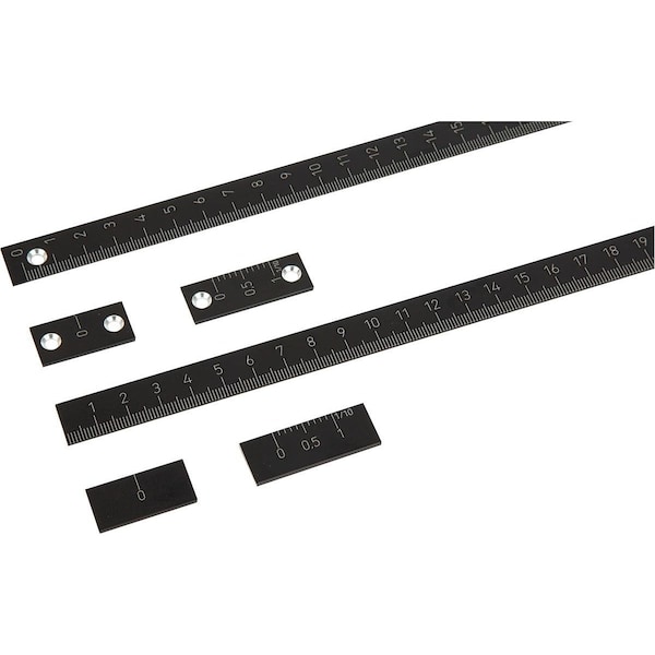 Vernier Scale Self Adhesive, Horizontal L=40 15X2, Aluminum Anodized, Zero Point Left, Scale Top